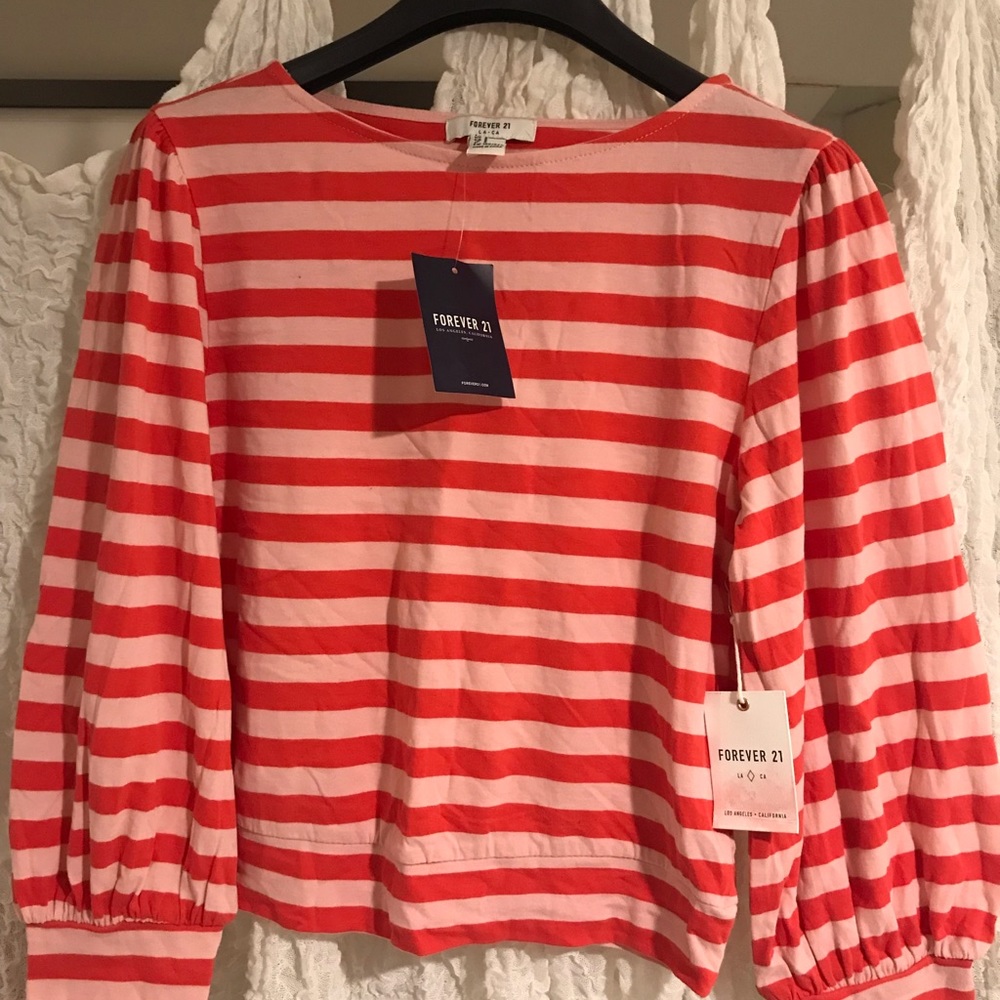 Forever 21 puffed sleeve cotton crop t-shirt